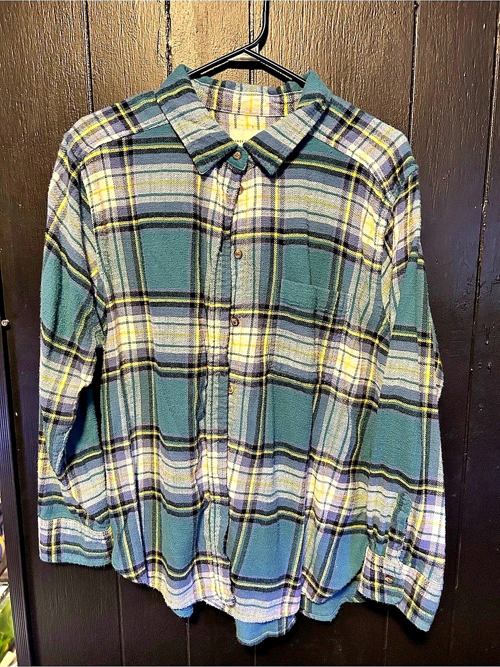 American Eagle & Old Navy Plaid Flannel Green & Gray Shirts
